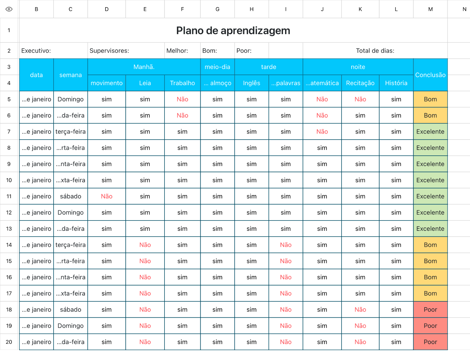 Plano de aprendizagem